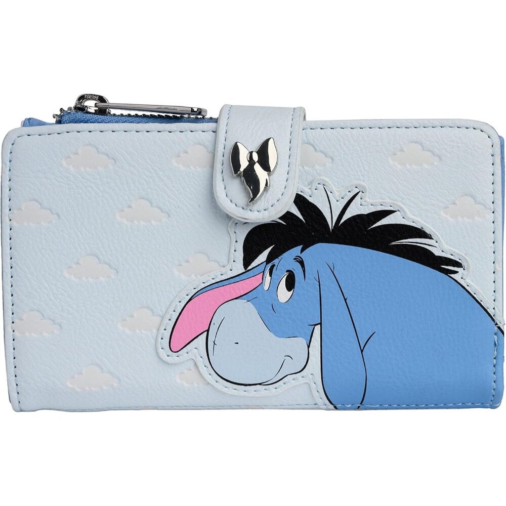 Disney Eeyore Sky Blue Faux Leather Wallet Clutch with Snap Flaps